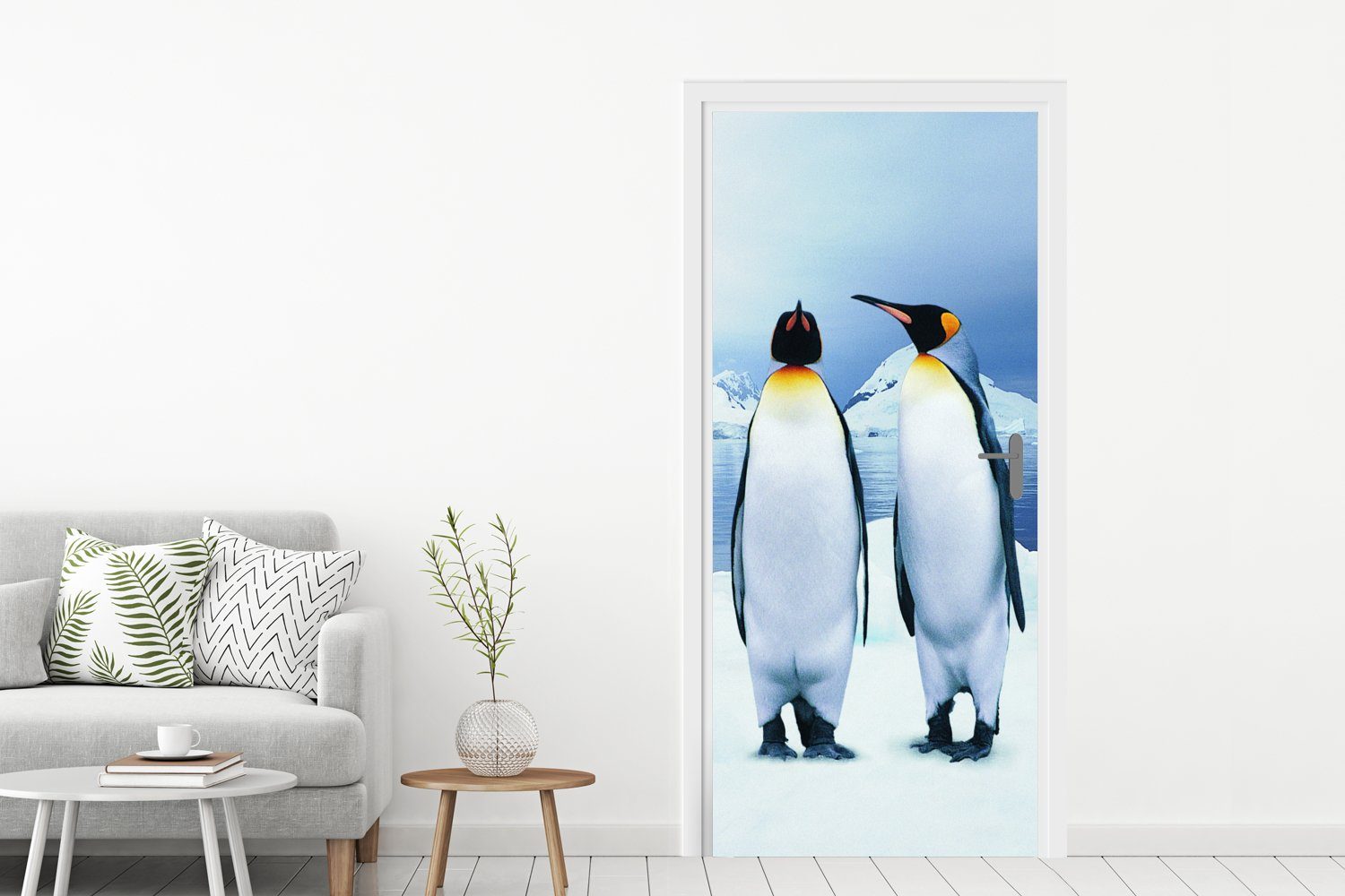 Pinguine 75x205 Fototapete cm St), Türaufkleber, für Türtapete MuchoWow Tür, Matt, Porträt, Drei bedruckt, (1