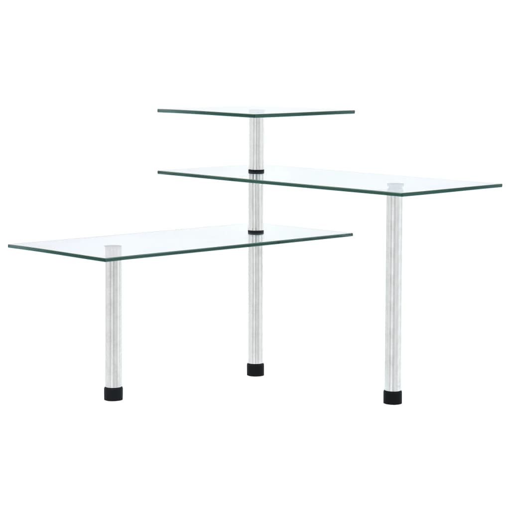furnicato Eckregal Transparent/Silbern 18x18x36 cm und 42x18x20/28 cm, 1-tlg., Rostgeschütztes Gewürzregal mit Hartglas für Küche oder Badezimmer