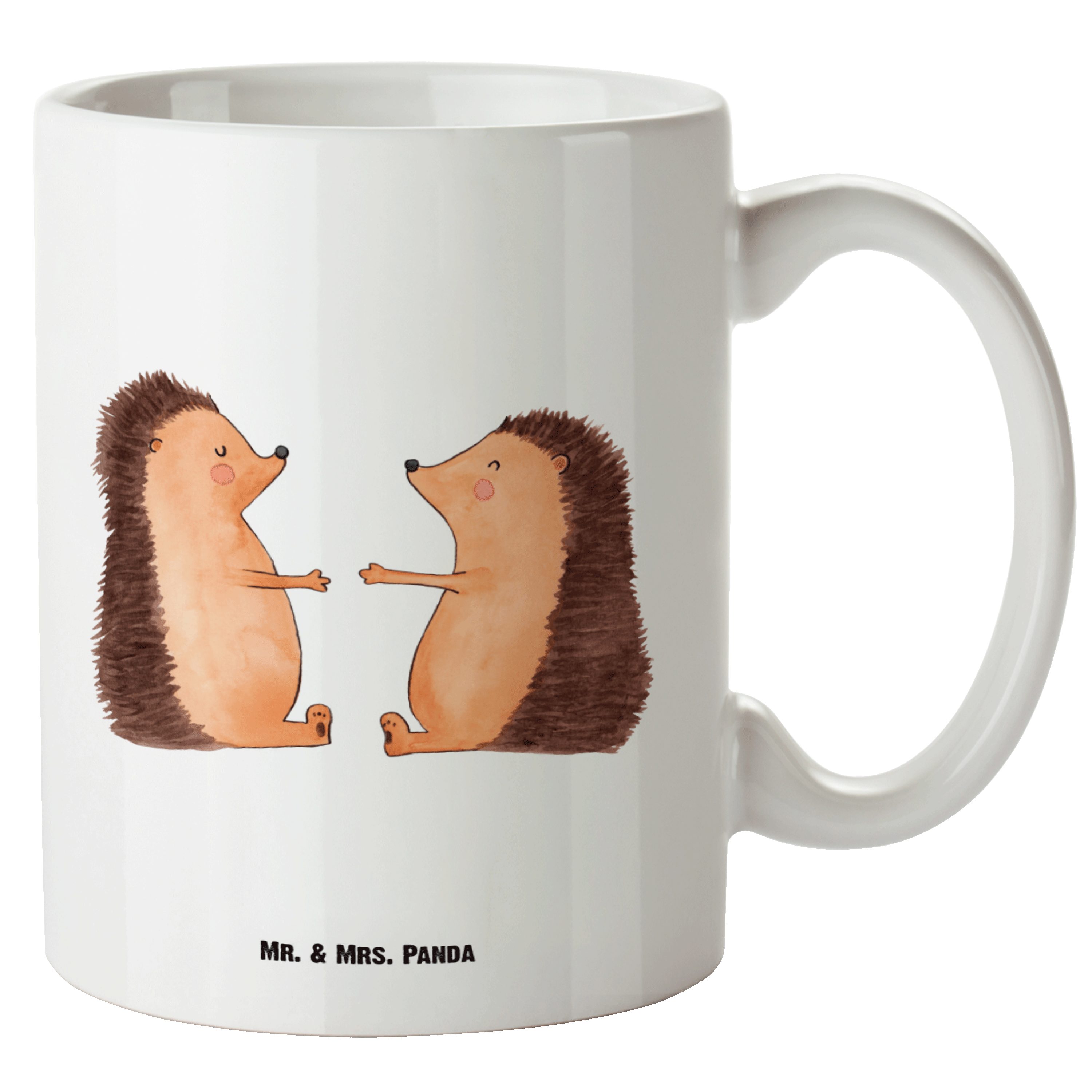 Mr. & Mrs. Panda Tasse Igel Liebe - Weiß - Geschenk, XL Tasse, Große Tasse, XL Becher, Verlo, XL Tasse Keramik