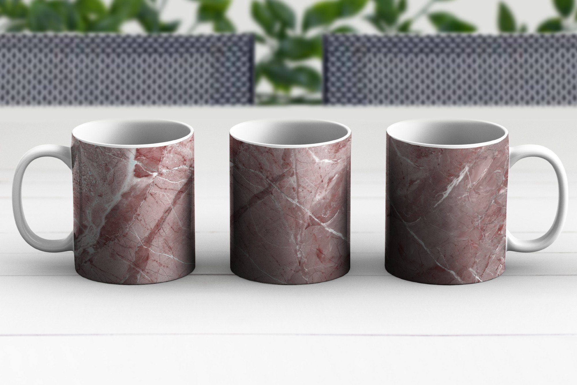 Rosa, Teetasse, - Teetasse, Keramik, Weiß - Granit Kaffeetassen, Becher, Kieselstein - Geschenk MuchoWow Tasse