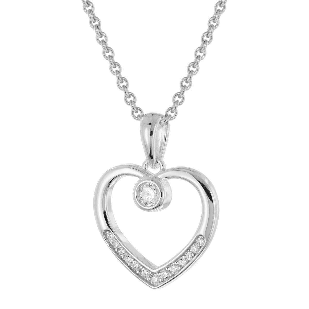 trendor Herzkette 28416, für Damen 925 Silber Mit Zirkonia-Herz
