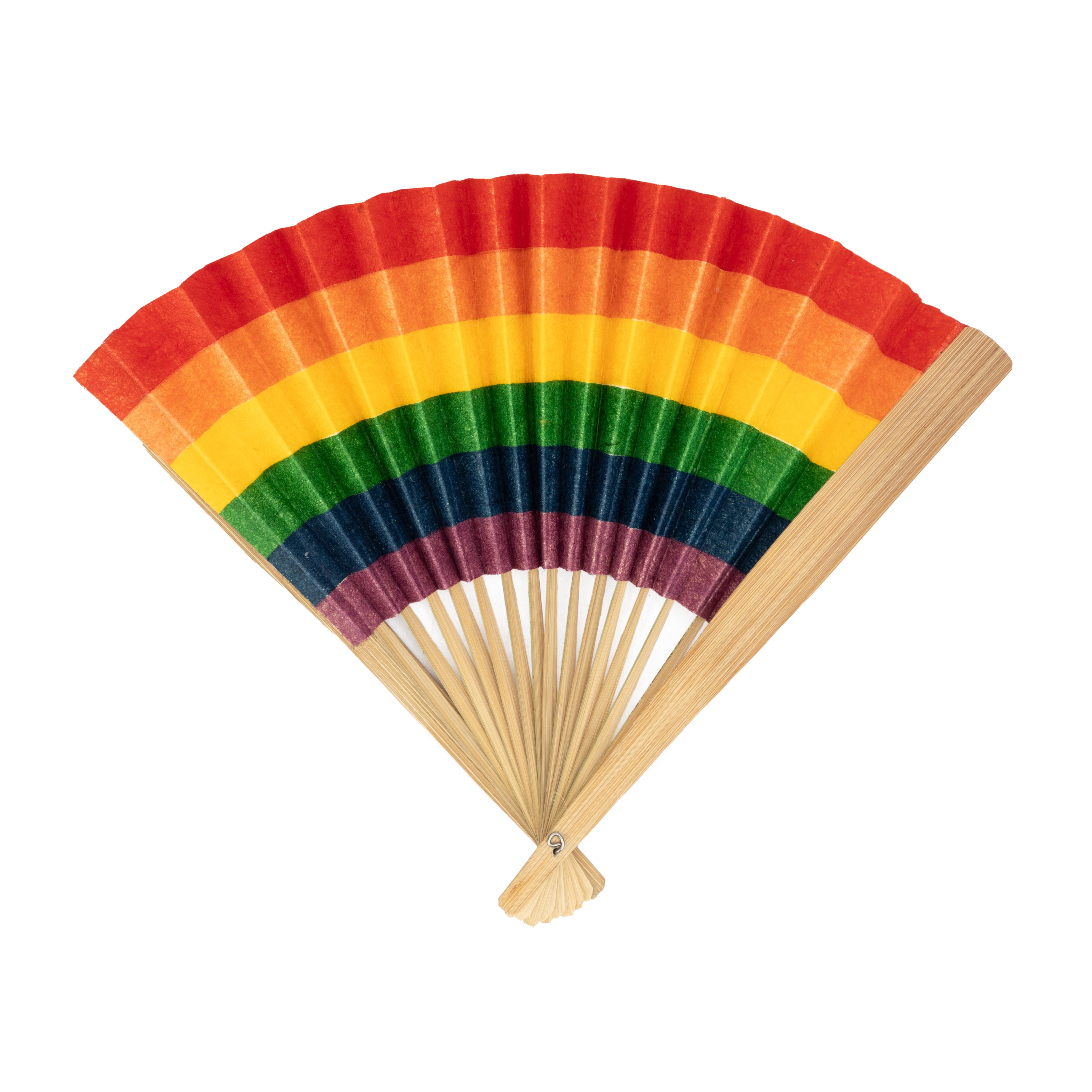 El Puente Handfächer "Regenbogen" Fächer aus Seidenpapier, Handmade, Fair Trade