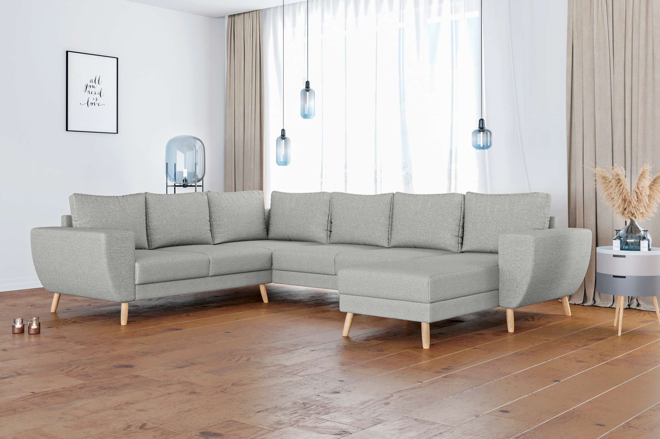 Stylefy Wohnlandschaft Apollo, Sofa, U-Form, mane links oder rechts bestellbar, frei im Raum stellbar, Modern Design, mit Wellenfederung