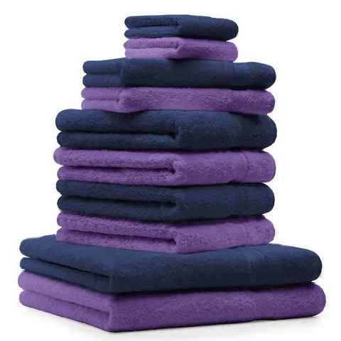 Betz Handtuch Set 10-TLG. Handtuch-Set Classic Farbe lila und dunkelblau, 100% Baumwolle