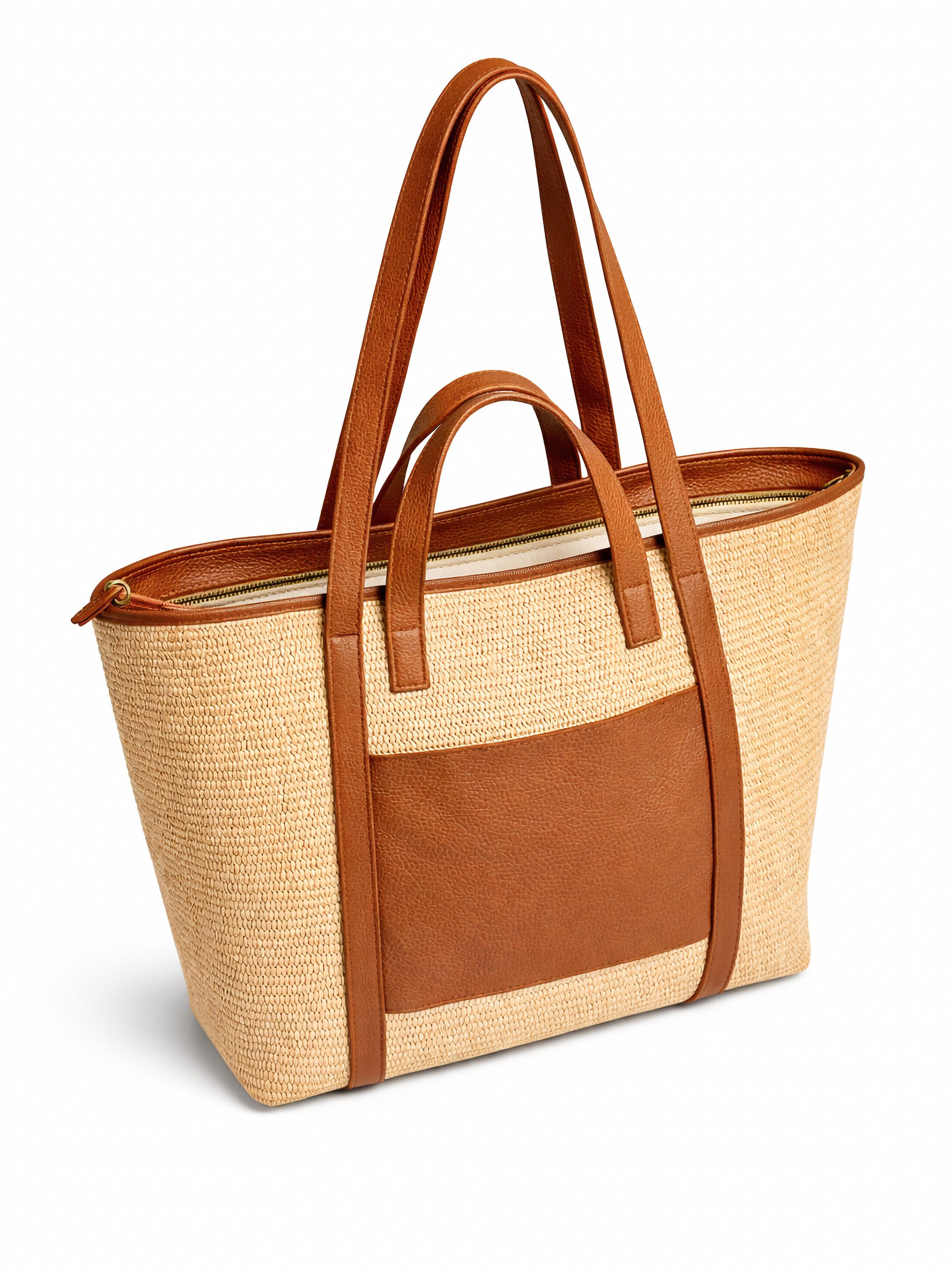 COLLEZIONE ALESSANDRO Schultertasche Naturals, XL Luxus aus Leder und Raffia