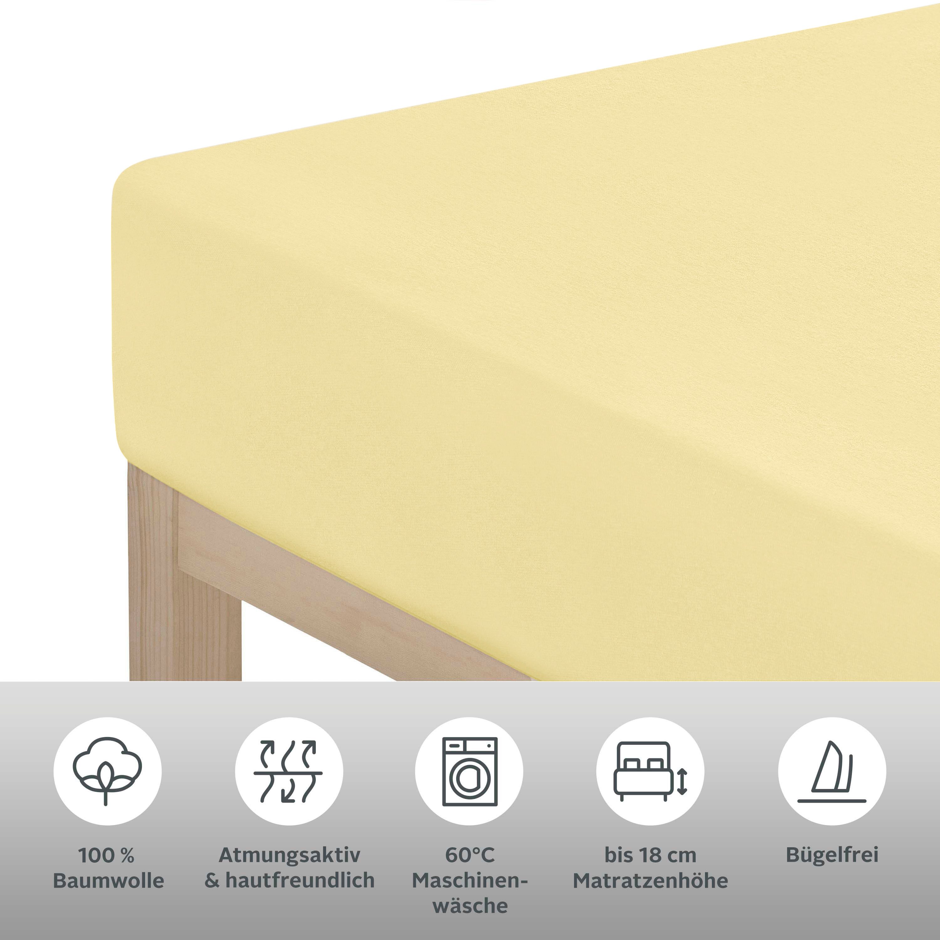 OTTO home Spannbettlaken PHYSALIS Comfort 100% Baumwolle, 150 g/m², Jersey, Gummizug: rundum, (1 Stück), Bettlaken bis 20 cm Matratzenhöhe, weich, bügelfrei, optimaler Sitz