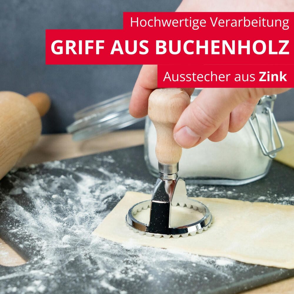 WESTMARK Ravioliform Aurora – Praktischer Kreis-Ausstecher, und, Ø 68 mm – Zink, Buchenhol, langlebig, hochwertig, vielseitig – Bild 3 von 5