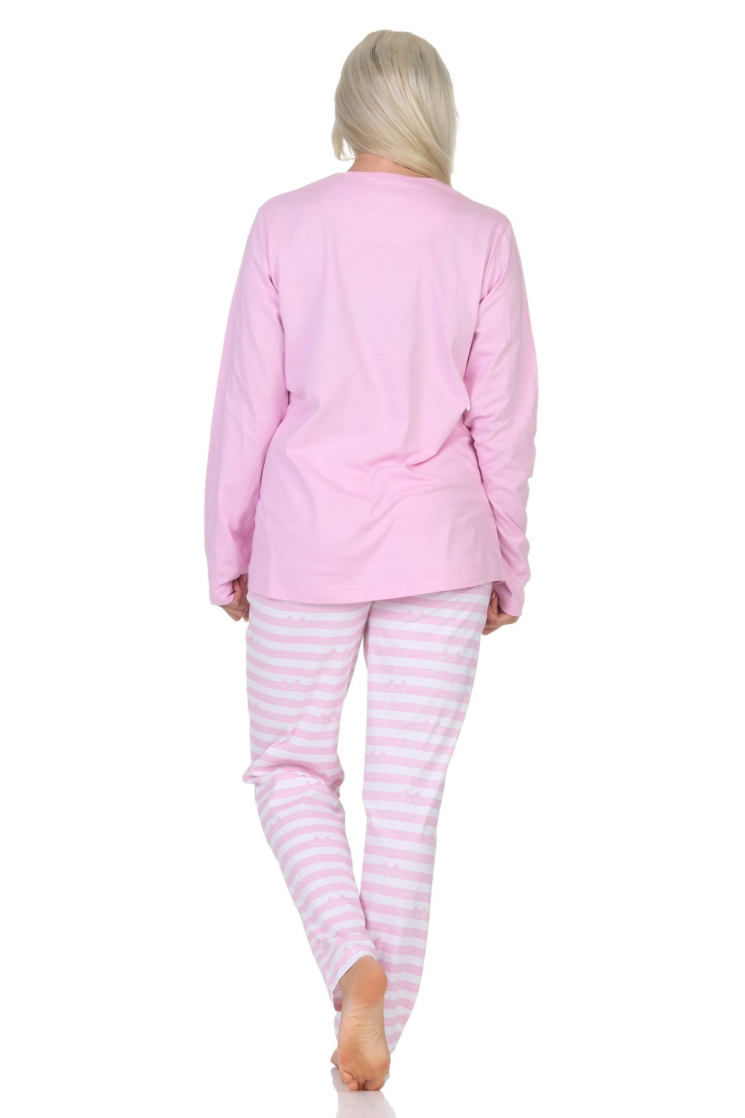 Normann Pyjama Normann Damen langarm Schlafanzug in Katzen Optik – auch in Übergröße – Bild 4 von 5