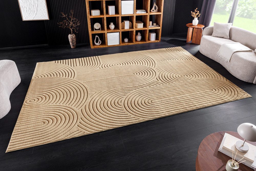 riess-ambiente Teppich ART DECO 350x230cm taupe - Polyester, Hoch-Tief-Effekt, 3D-Struktur, rechteckig, Höhe: 9 mm, strapazierfähig - ideal für Wohn- und Esszimmer oder Loft