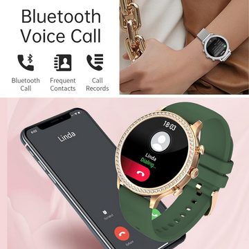 findtime Smartwatch (1,32 Zoll, Android, iOS), mit Telefonfunktion Diamanten mit Blutdruckmessung Schlafüberwachung