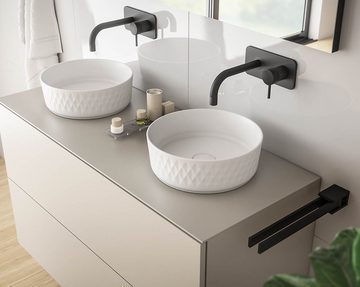 einfachgutemoebel Aufsatzwaschbecken Aufsatz-Waschbecken Bath-O-Line 36x36cm, mit Rautenmuster, weiß-matt