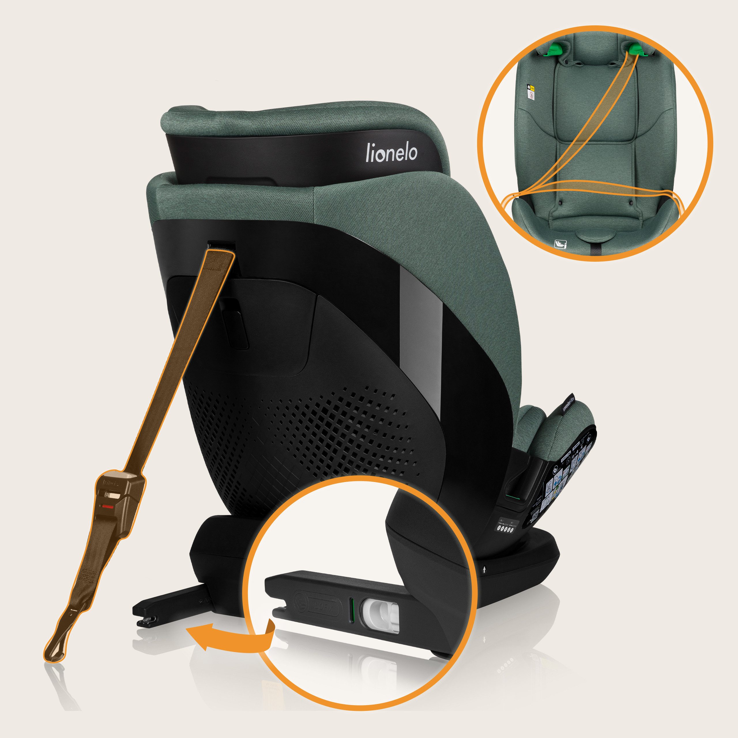 lionelo Autokindersitz LAVENDER I-SIZE, ab: ab 1 Jahr, bis: bis 12 Jahren, ab: 76,00 cm, bis: 150,00 cm, (Set), i-Size/9-36kg/ISOFIX/Breiter Einstellbereich