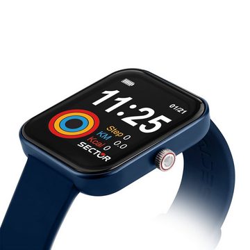 Sector Sector Herren Armbanduhr Smartwatch, Analog-Digitaluhr, Herren Smartwatch rund, groß (ca. 44mm), Silikonarmband blau, Sport