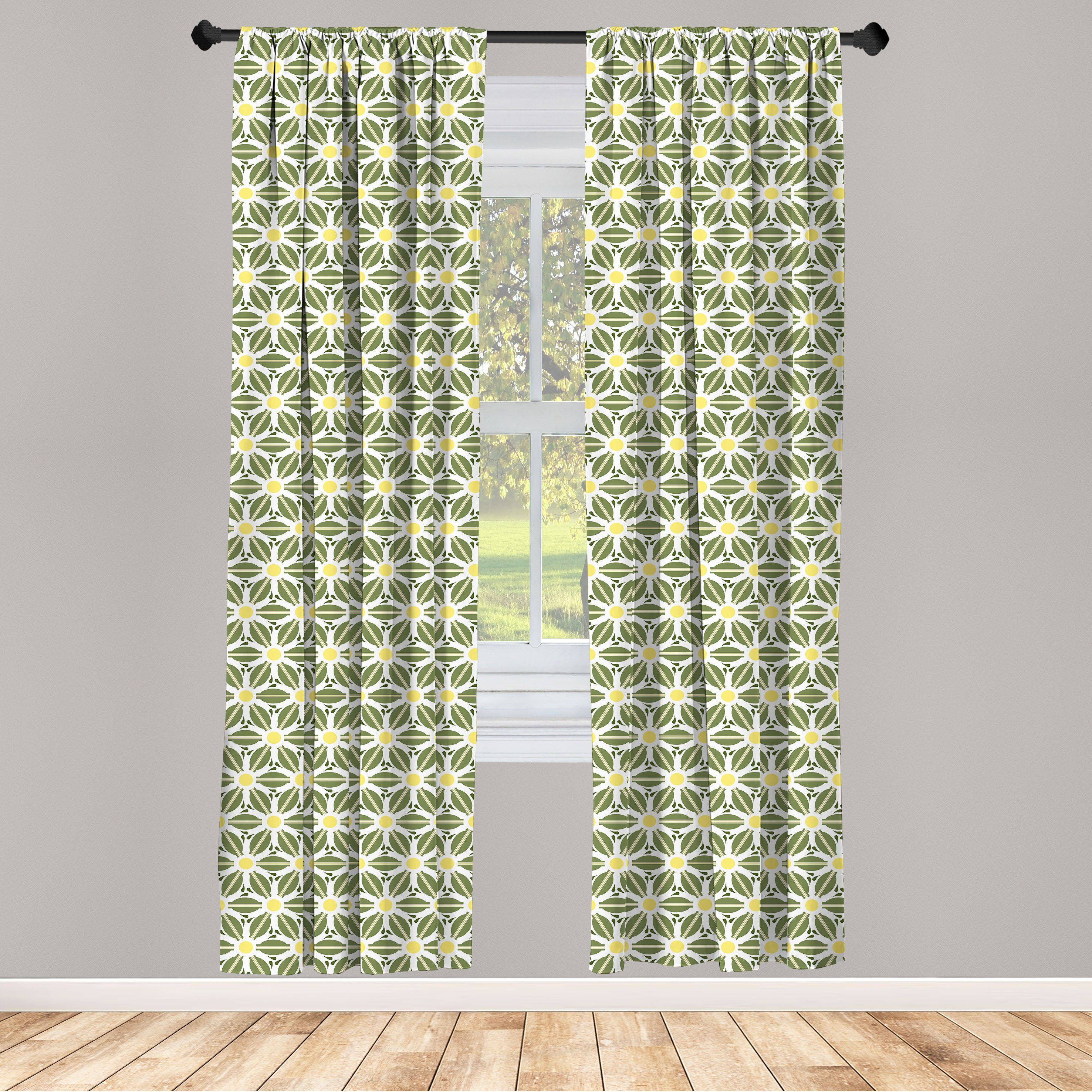 Gardine Vorhang für Wohnzimmer Schlafzimmer Dekor, Abakuhaus, Microfaser, Blume Blühende Blütenblätter Muster