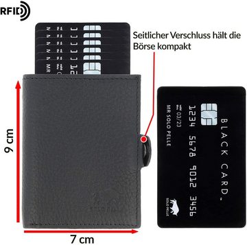 Solo Pelle Mini Geldbörse Slim Wallet mit Münzfach [12 Karten] Slimwallet Riva [RFID-Schutz], echt Leder, Made in Europe in elegantem Design mit RFID Schutz