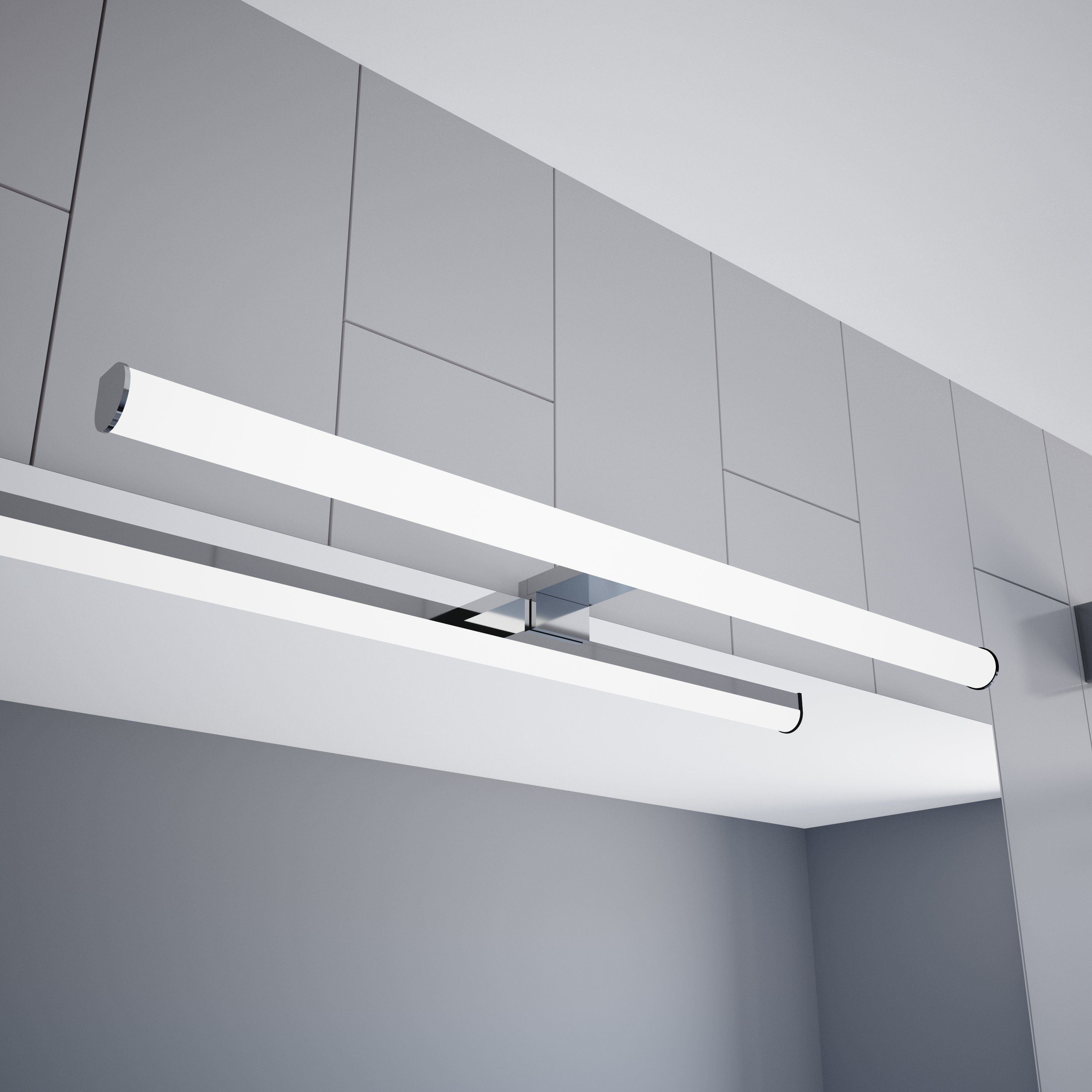 kalb Spiegelleuchte LED 600mm 600mm Leuchte warmweiß - Badezimmer Warmweiss, verchromt, 230V Aufbauleuchte