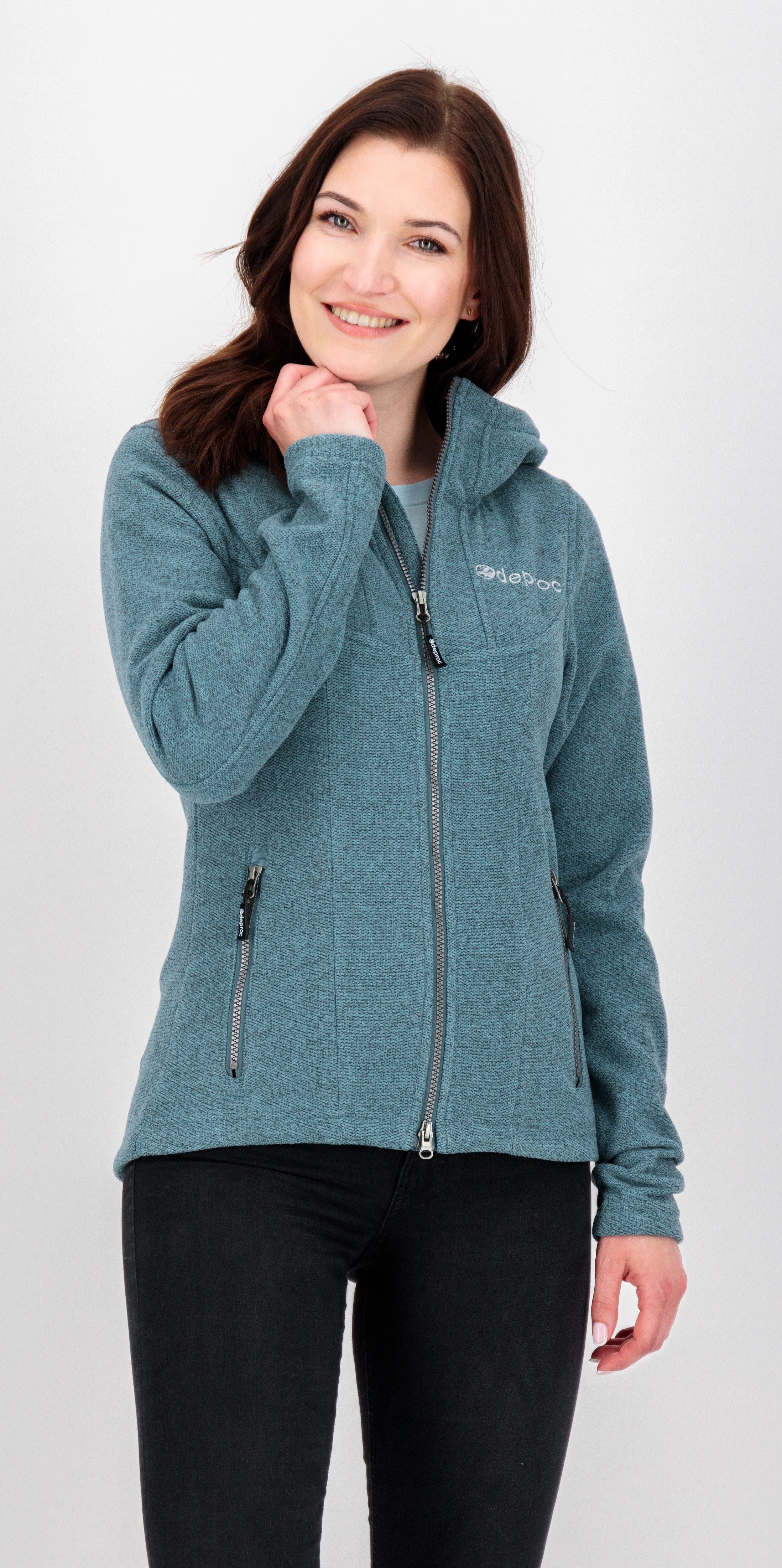 DEPROC Active Strickfleecejacke GLORY MAY CS Fleecejacke, Fleece, Mid-Layer auch in Großen Größen. mit 2-Wege-Reißverschluß