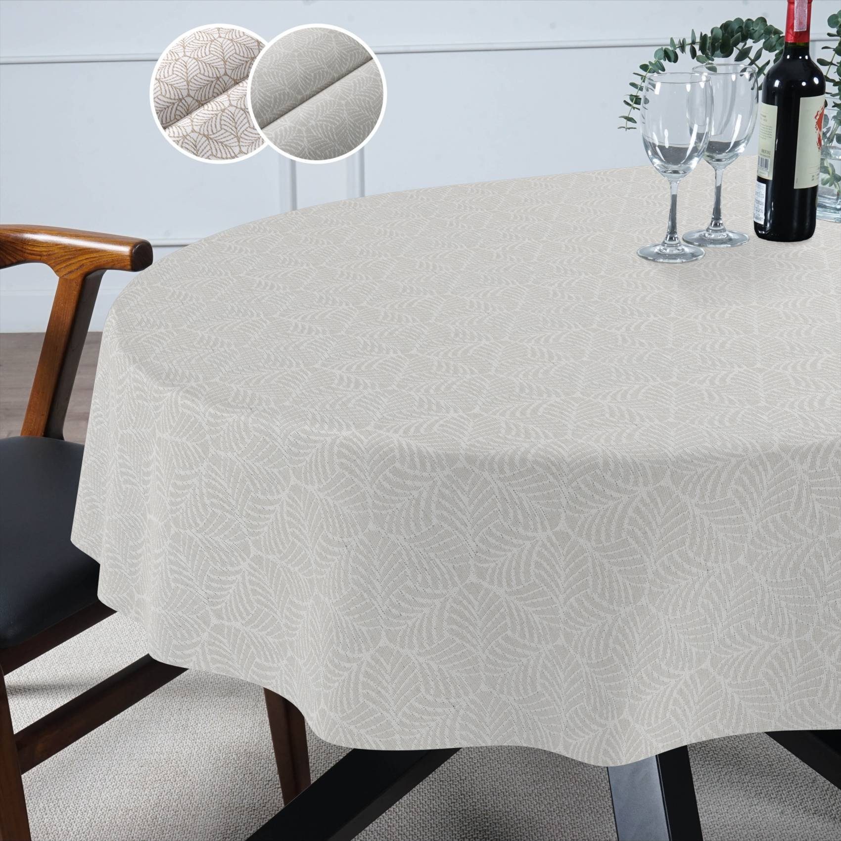 ANRO Tischdecke mit Beschichtung Tischwäsche Ästhetik Motiv Edelmetall Stofftischdecke (Einzelstück 1-tlg), Premium TEFLON und 2-Fache Acryl Beschichtung