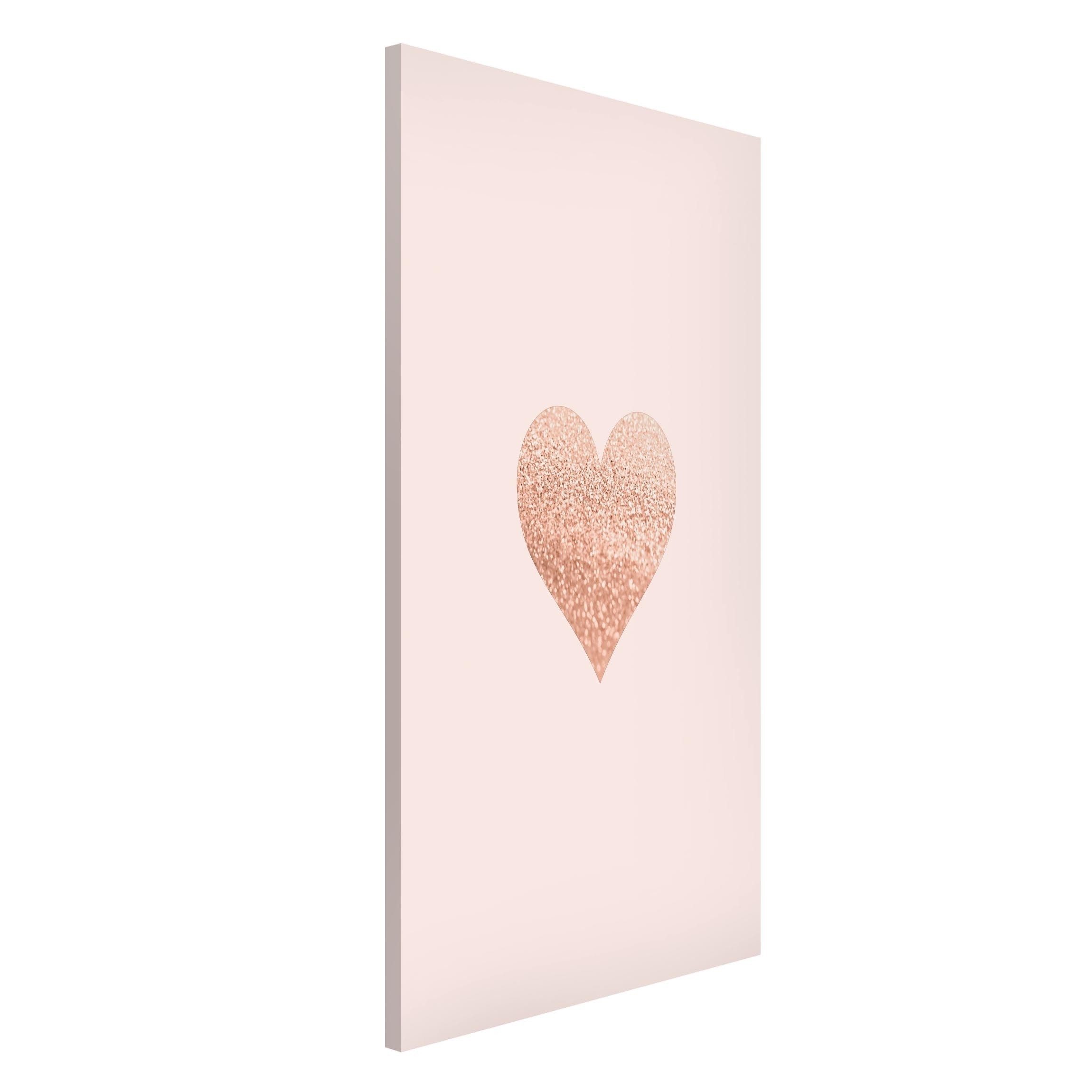 Bilderdepot24 Magnettafel Küche rosa Glitzerndes Herz, (1-tlg., Magnetboard Pinnwand für die Wand - metallische Tafel für Magnete), Magnetwand groß mit Motiv Büro Memoboard magnetisch Hochformat