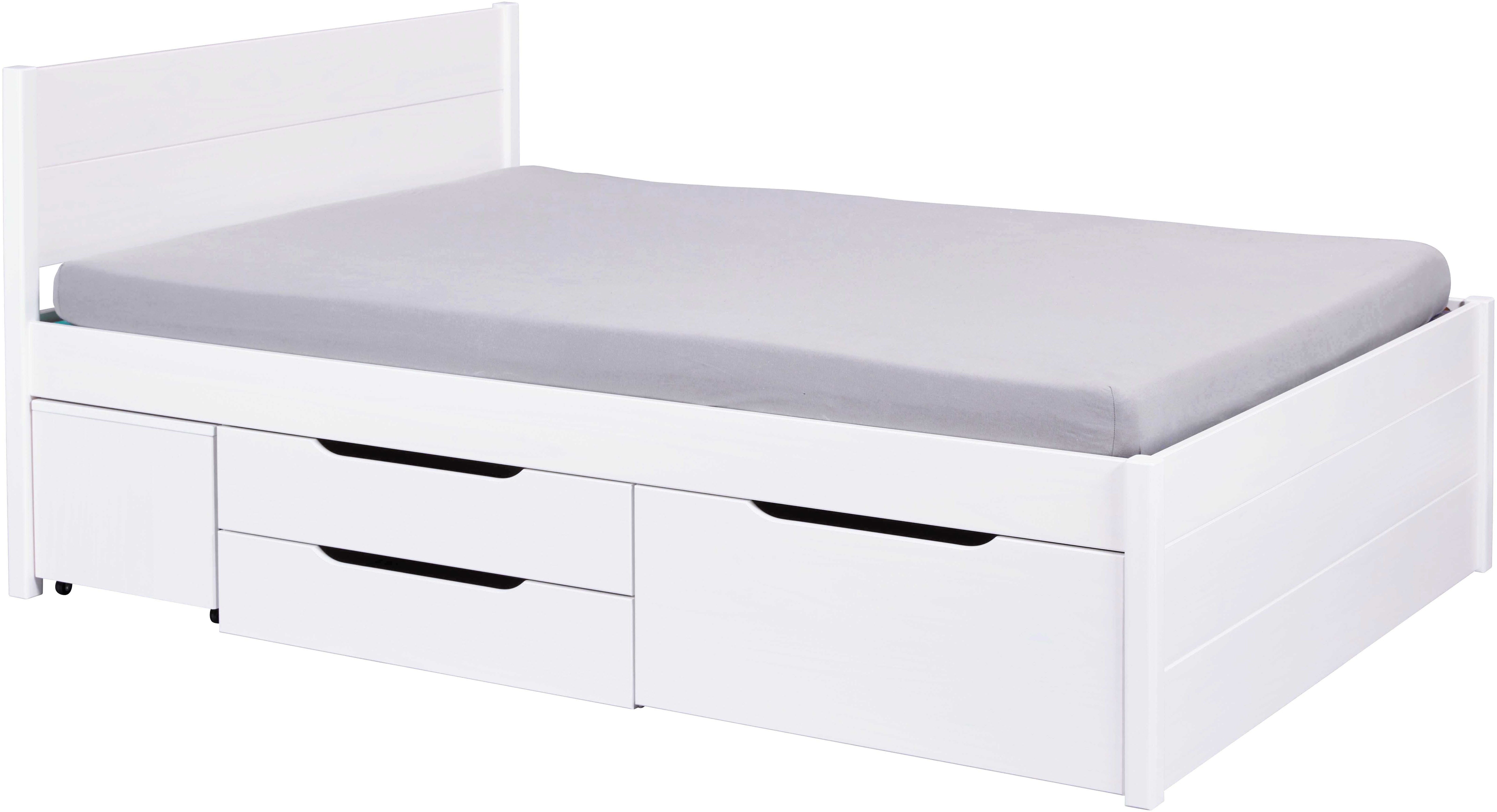 Inter Link Stauraumbett Efetivo, inkl. Nachtkommode, Einzelbett, Doppelbett, Massivholz, Bett mit Stauraum, inkl. Lattenrost, 90/140/160/180x200 cm