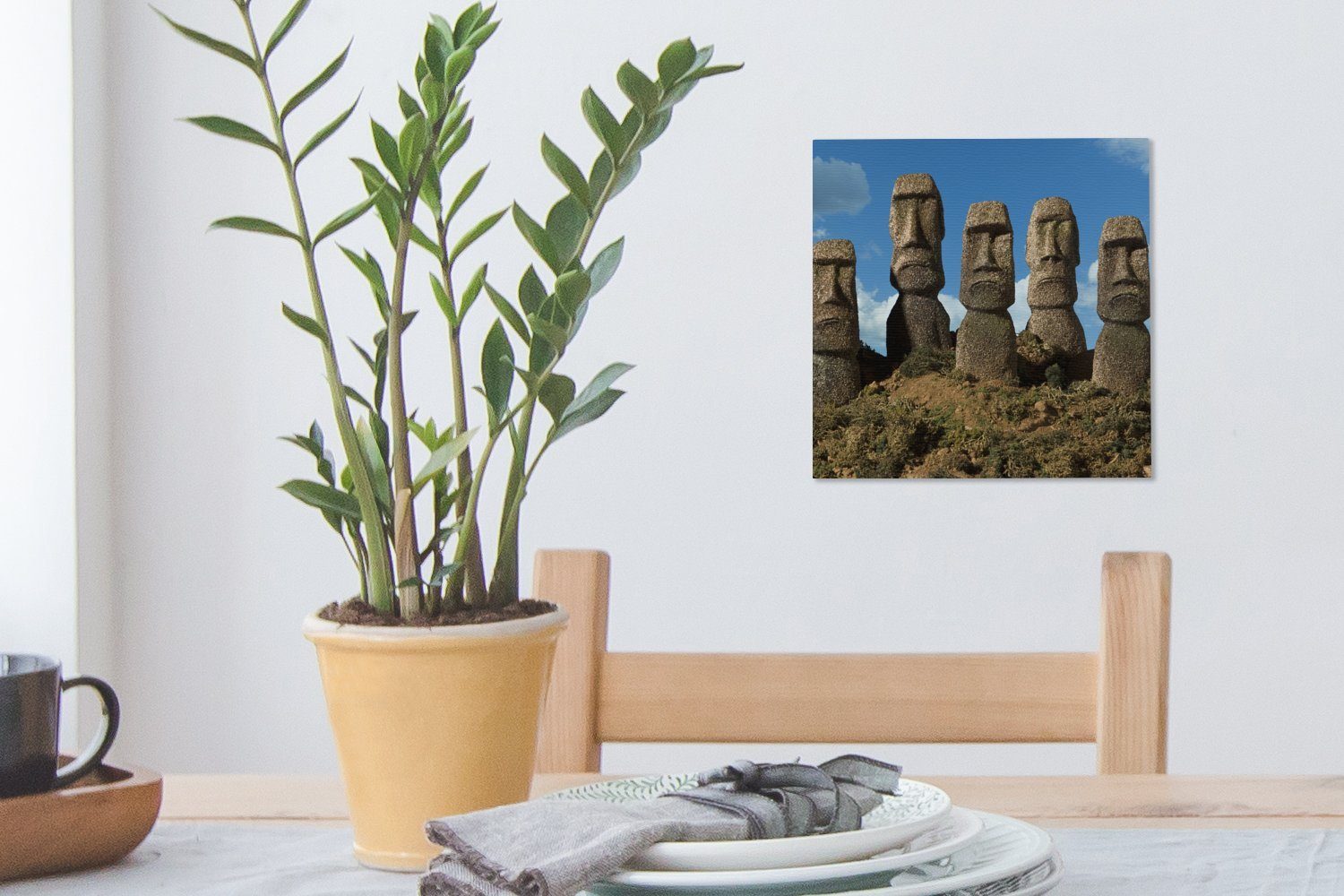 Wohnzimmer Leinwandbild St), Osterinsel, Bilder der OneMillionCanvasses® für (1 Moai-Statuen Schlafzimmer Leinwand auf Fünf
