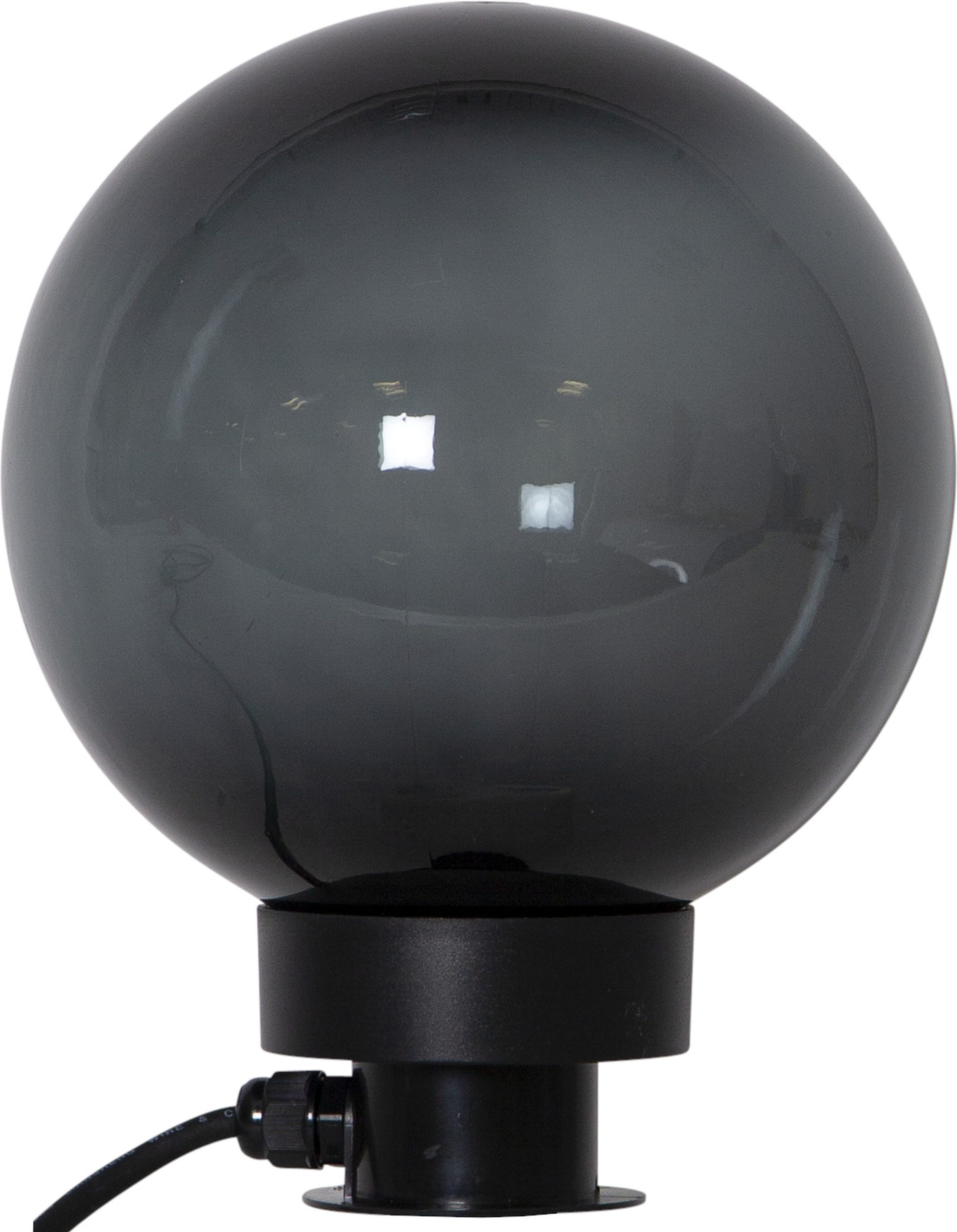 STAR TRADING Dekolicht Außendekoration Orby, Leuchtmittel wechselbar, kompakte Kugeloptik, rauchfarbener Acrylschirm, E27-Fassung, 5 m Kabel