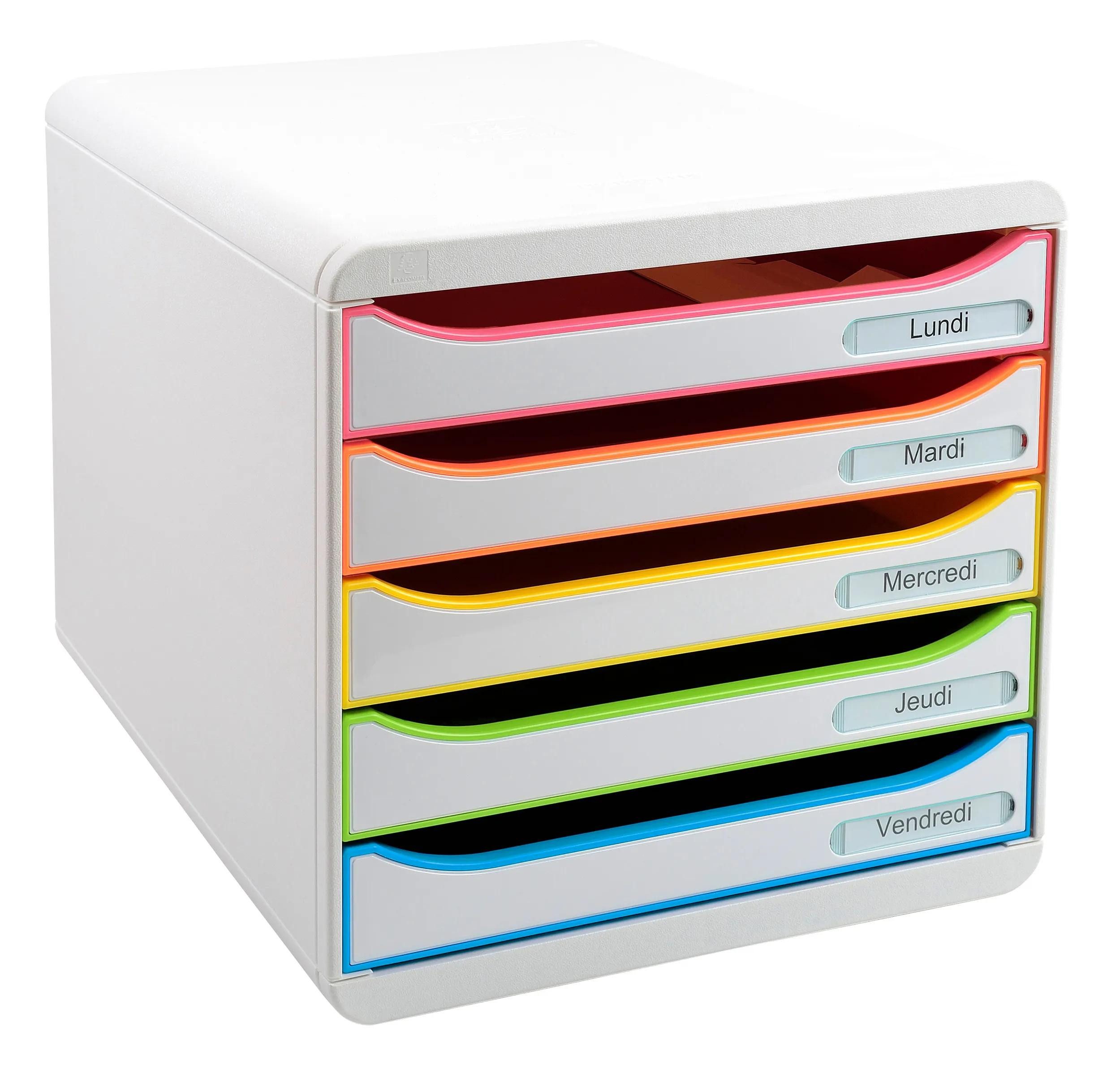 EXACOMPTA Schubladenbox Schubladenbox Big Box Plus 5 offene Schubladen Weiss/Harlekin 309913D, Boxen stappelbar