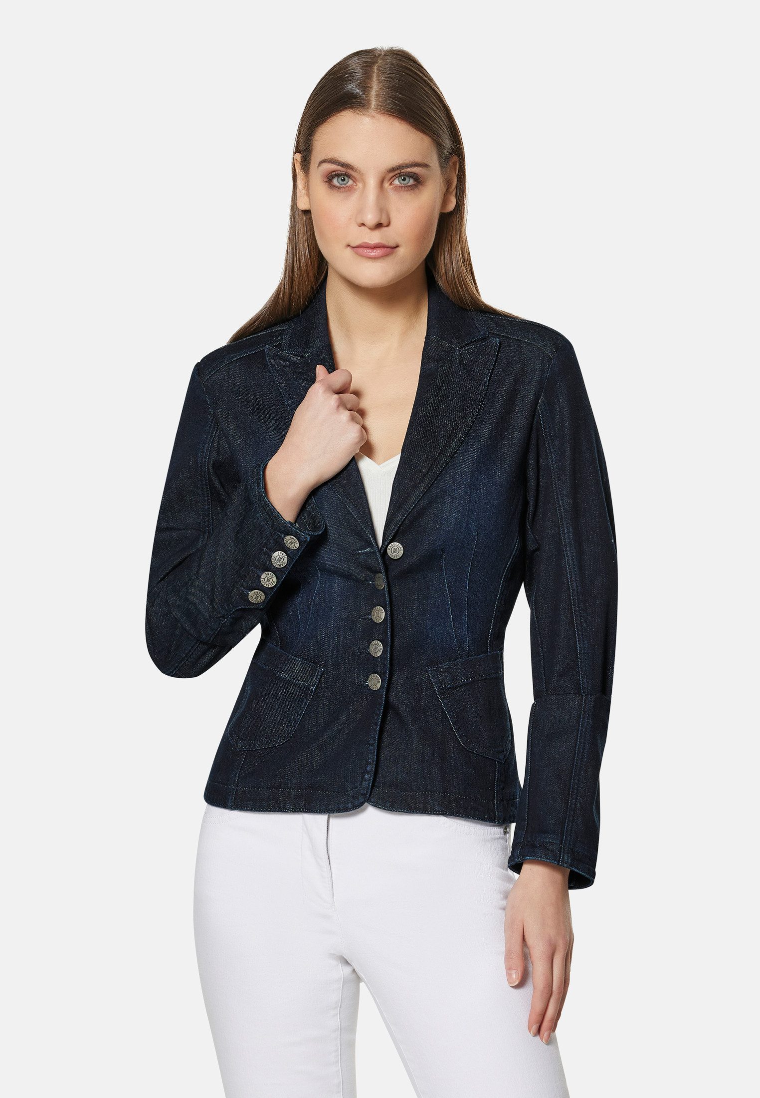 Jeansjacke Jeans-Blazer mit Wasch-Effekten