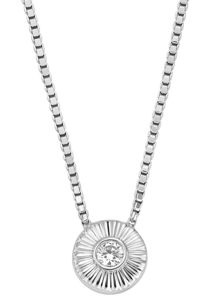 Fossil Kette mit Anhänger »Kreis rund Sonne, STERLING, JFS00618040«, mit  Zirkonia