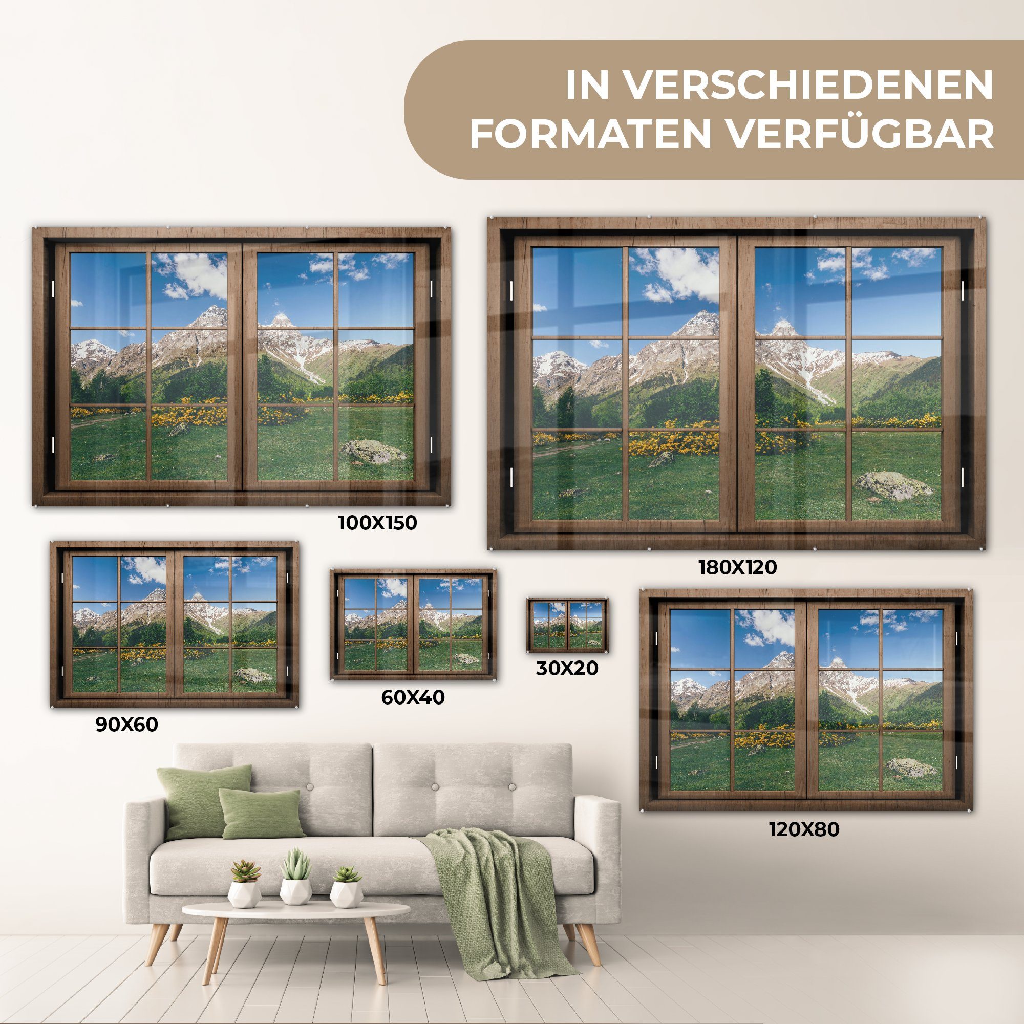 St), - - - auf - Aussicht MuchoWow Foto Acrylglasbild Glasbilder Glas Natur, Wanddekoration (1 auf Wandbild Berg - Glas Bilder