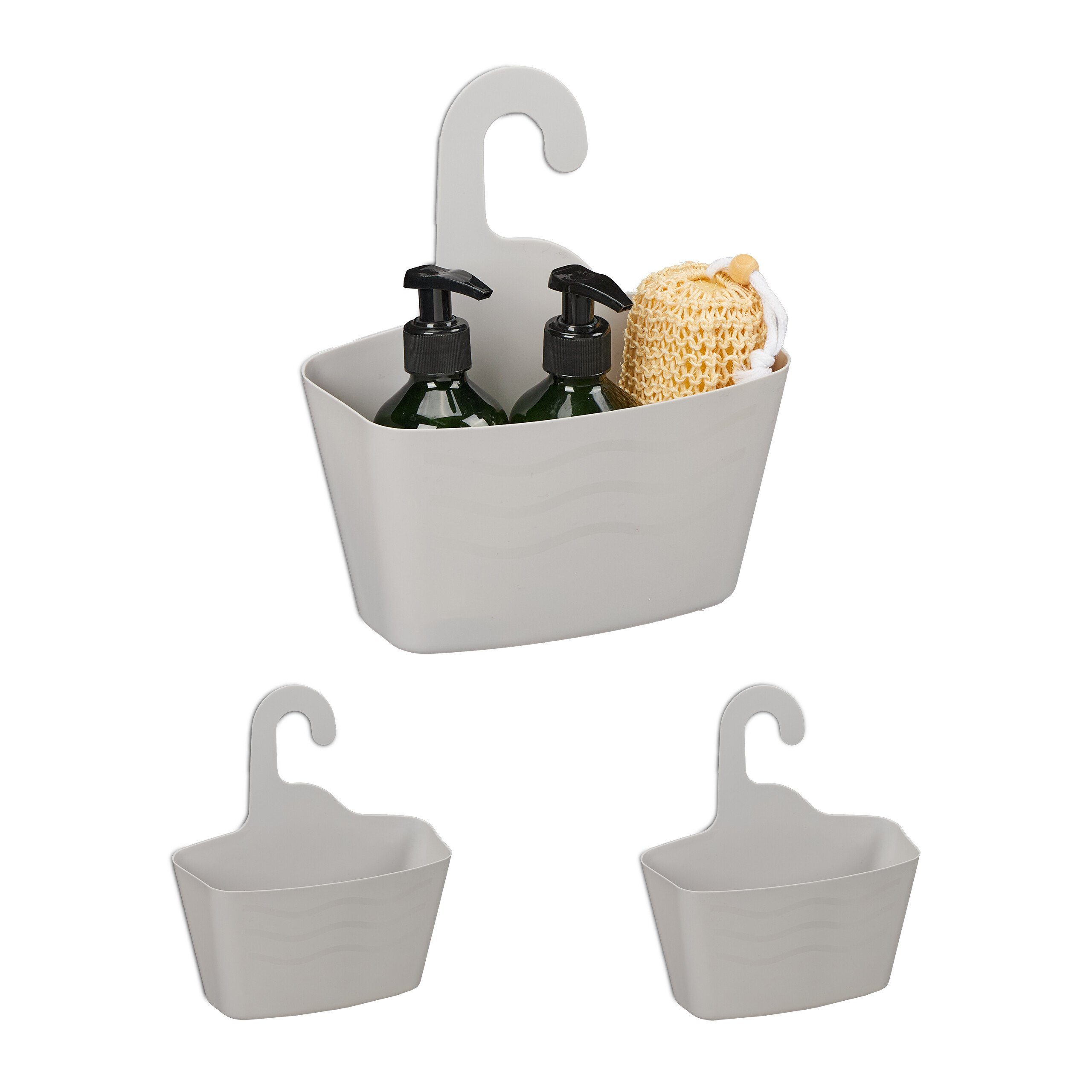 relaxdays Duschkorb 3er Set 25 cm, grau günstig online kaufen