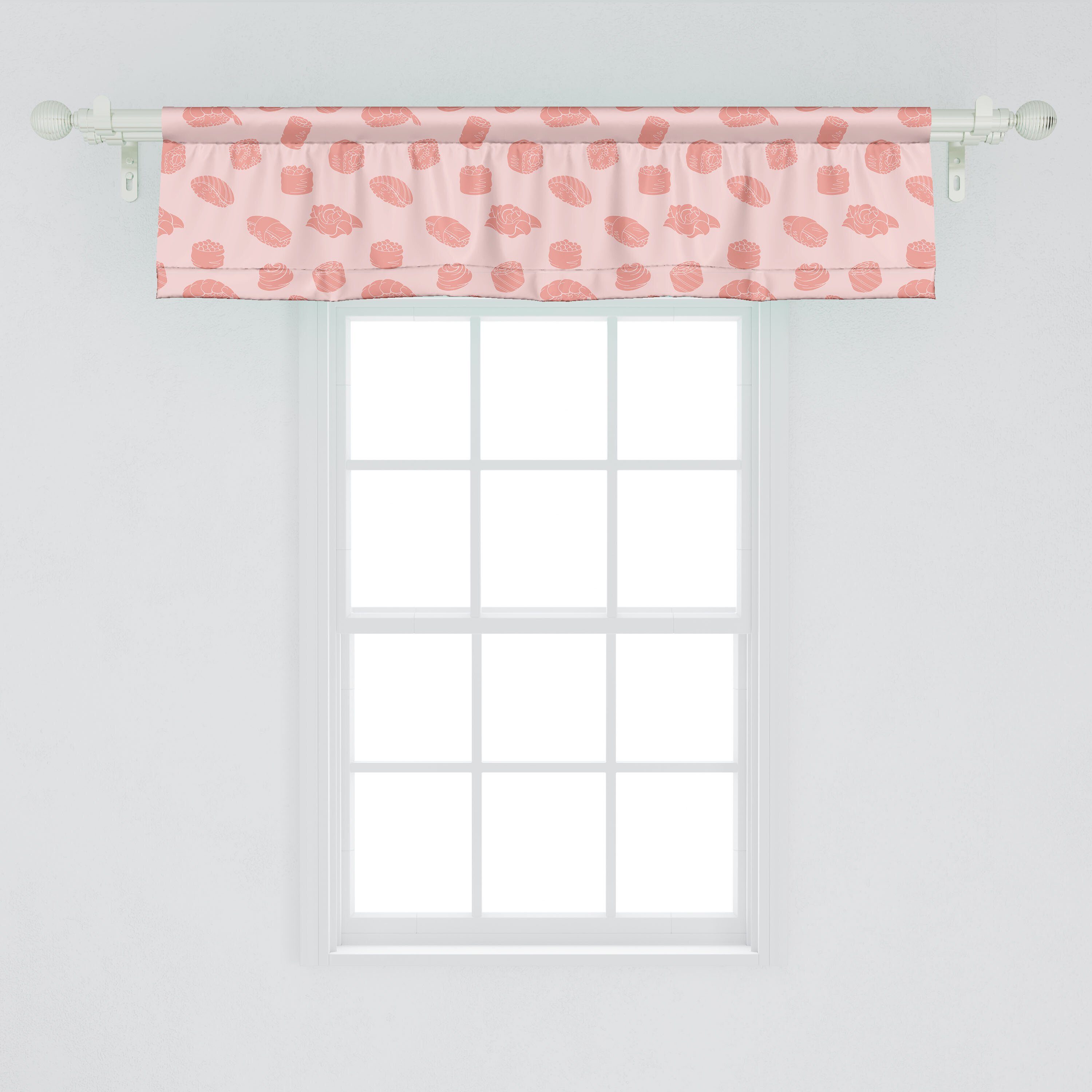 Scheibengardine Vorhang Stangentasche, Dekor für mit Küche Schlafzimmer Microfaser, Wrap Küche Sushi Abakuhaus, Köstliche Volant