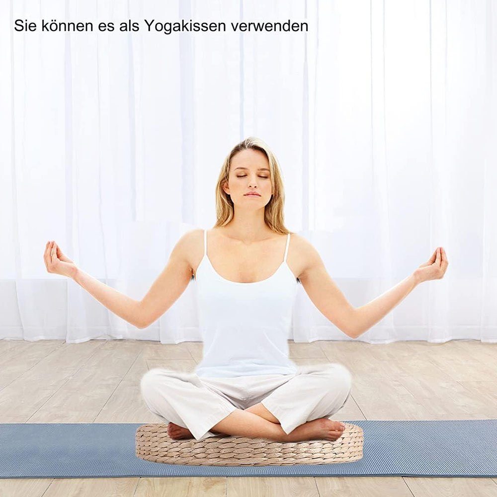 Tatami-Kissen Hocker Yoga-Strohmatte HIBNOPN Sitzkissen cm Runder Weiche Gepolsterter 45