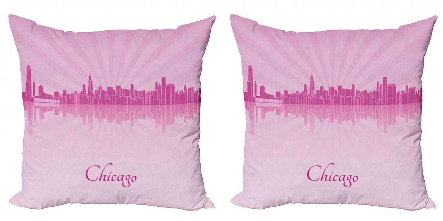 Kissenbezüge Modern Accent Doppelseitiger Digitaldruck, Abakuhaus (2 Stück), Chicago Skyline USA Downtown