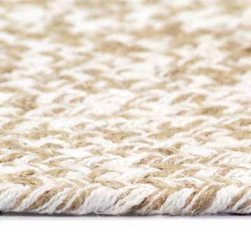 Teppich Handgefertigt Jute Weiß und Natur 90 cm, furnicato, Runde