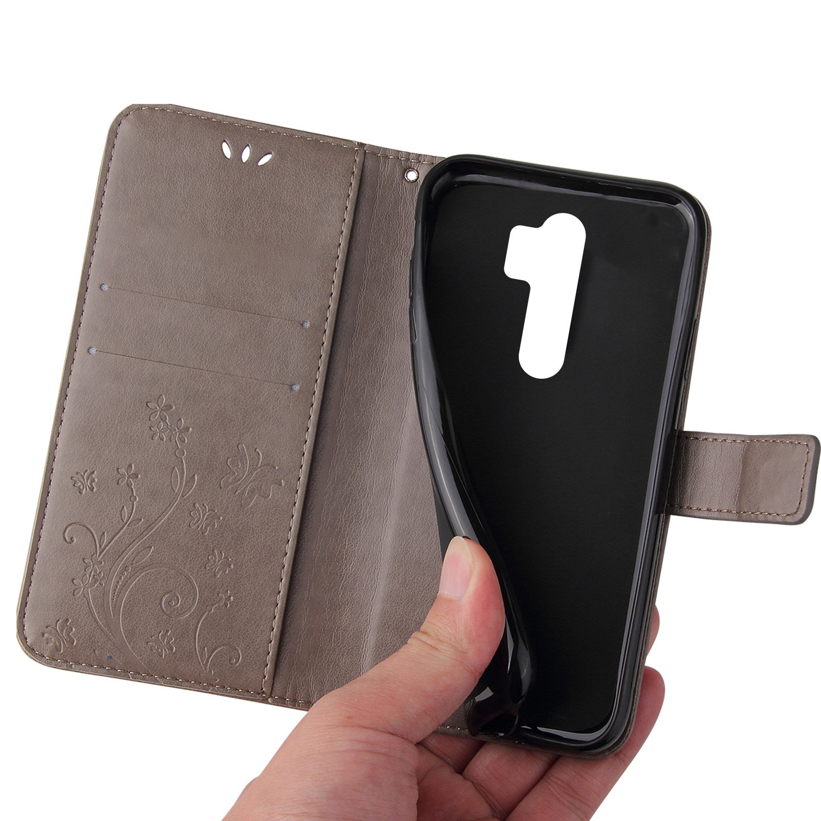Tec-Expert Handyhülle Cover Tasche Hülle für Xiaomi Redmi Note 8 Pro 6,53 Zoll, Klapphülle Case mit Kartenfach Fliphülle aufstellbar, Motiv Blumen