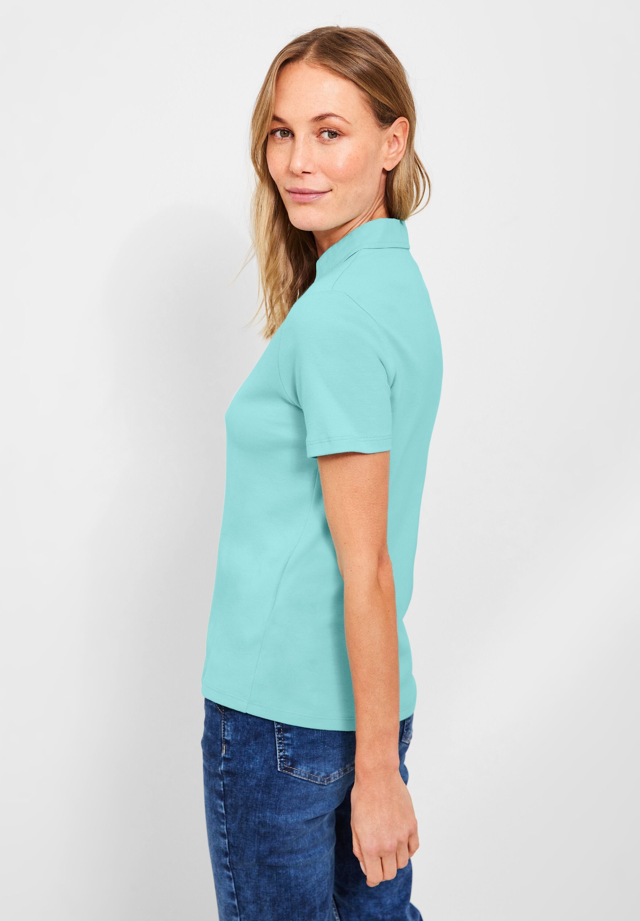 Cecil Poloshirt Kragen green cool und am halbe Knopfleiste mint Ausschnitt