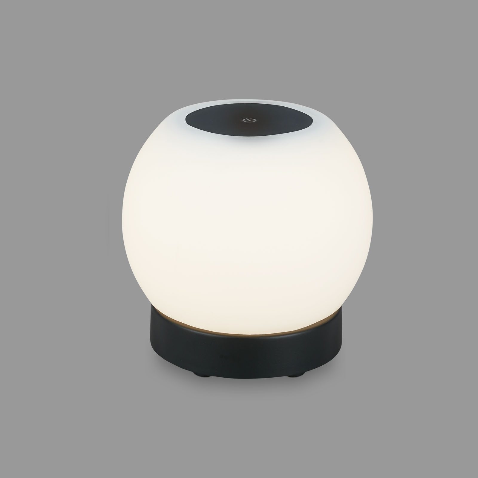 Briloner Leuchten LED Tischleuchte Tischlampe Akku Glas kabellos Dekolicht 3 Stufen Dimmfunktion, IP44 Balkon Campingleuchte, inkl. 2m USB Kabel