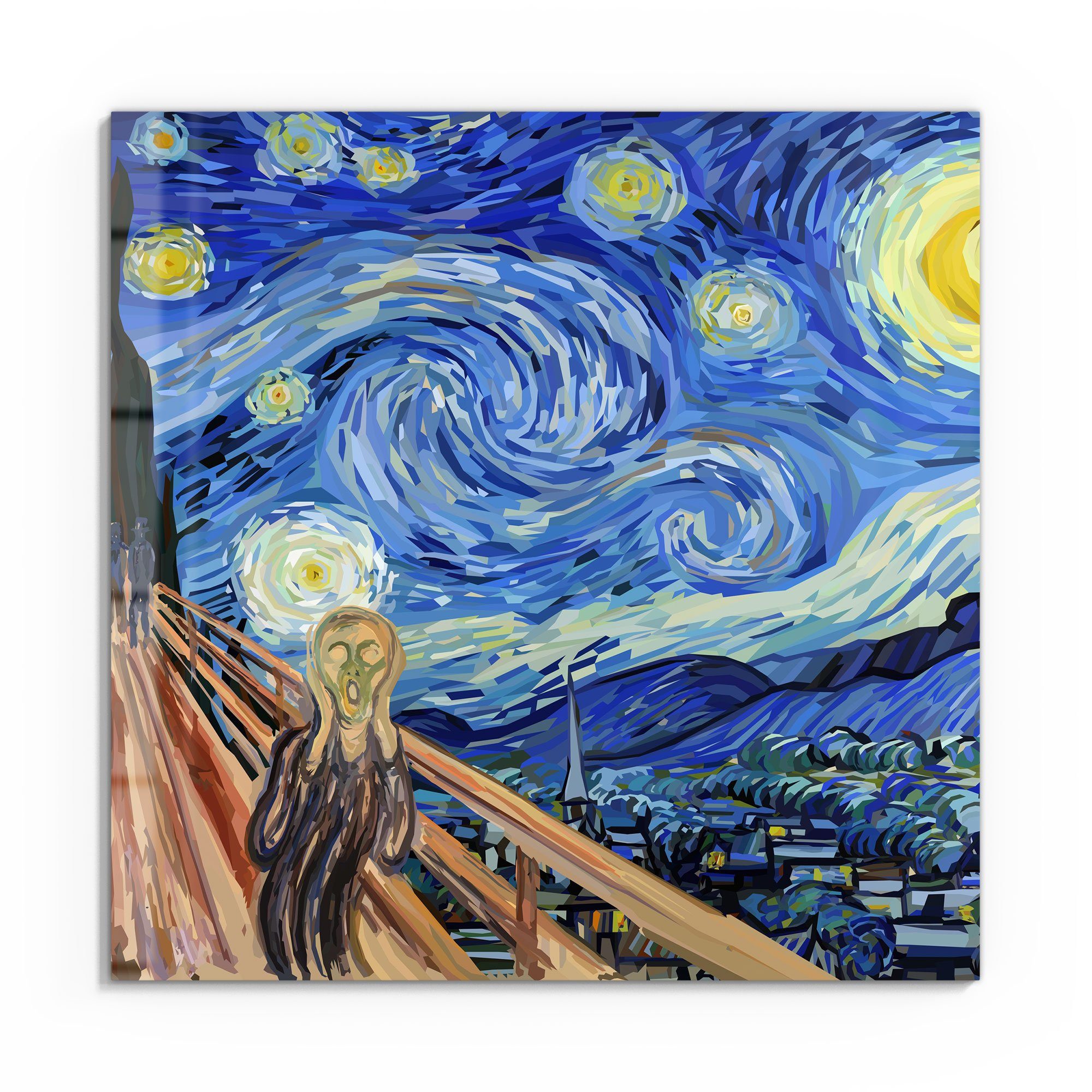 DEQORI Glasbild 'Munch trifft Van Gogh', 'Munch trifft Van Gogh', Glas Wand günstig online kaufen