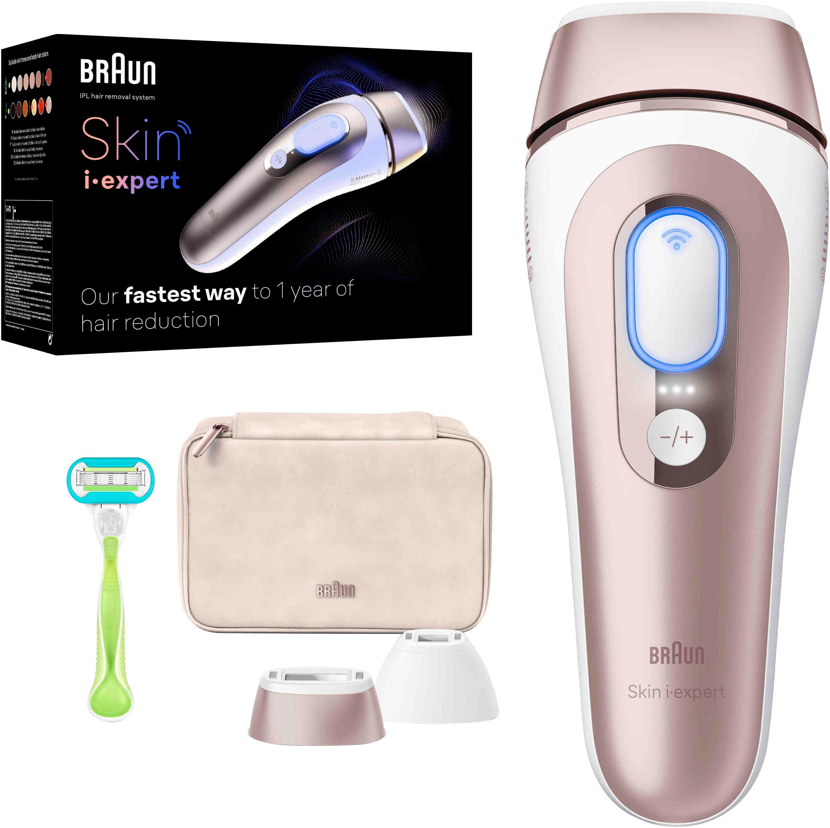 Braun IPL-Haarentferner Smart Skin i·expert PL7147, 2 Aufsätze für Gesicht & Körper, Venus Rasierer & Aufbewahrungstasche