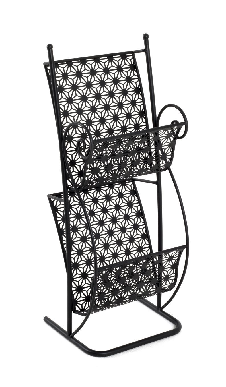 Vera, in aus montiert 2 mit lackiert, Ablagen, möbelando Metall schwarz Zeitungsständer Zeitungsständer