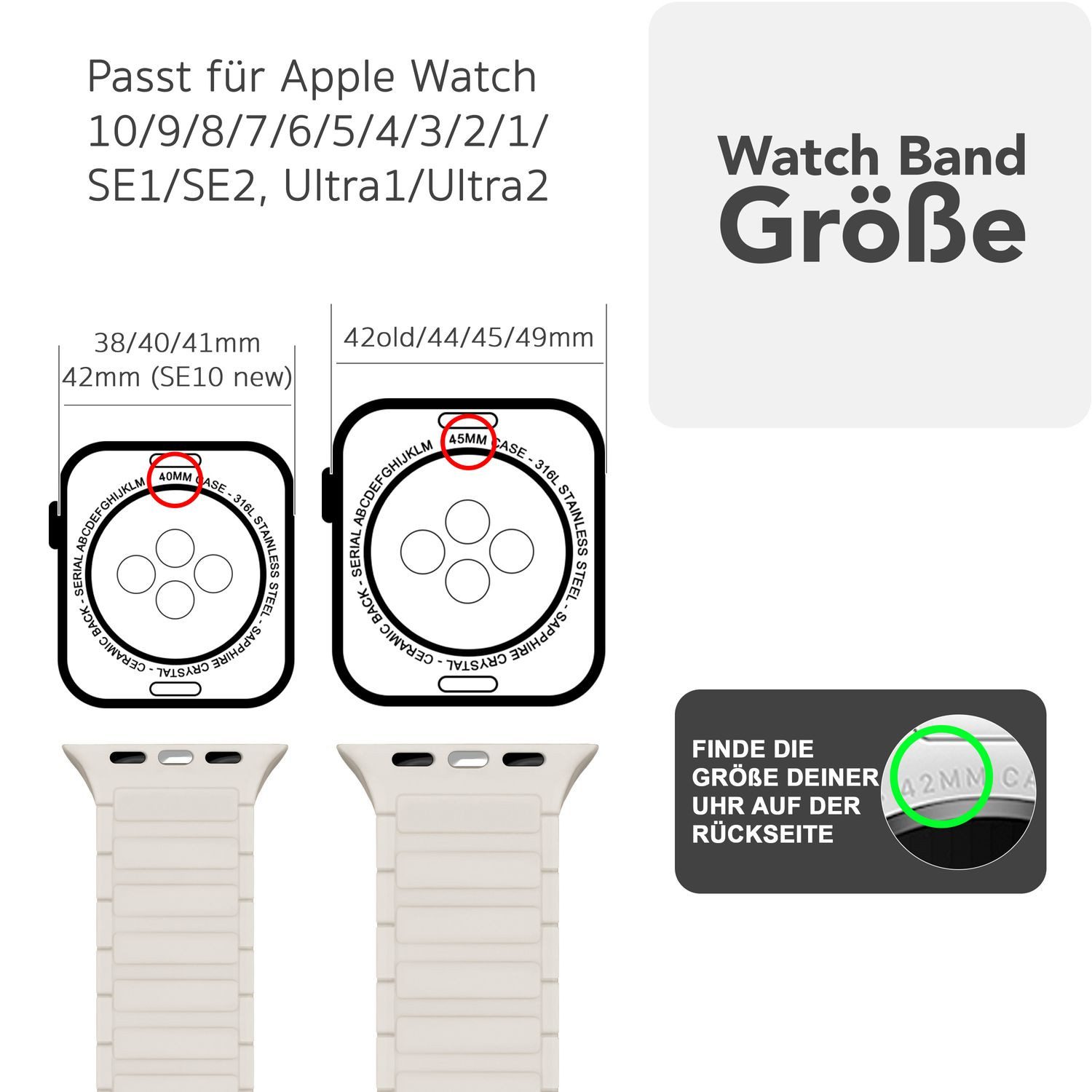 Nalia Smartwatch-Armband Apple Watch 49mm/46/45/44/42(Serie 1-3), günstig online kaufen