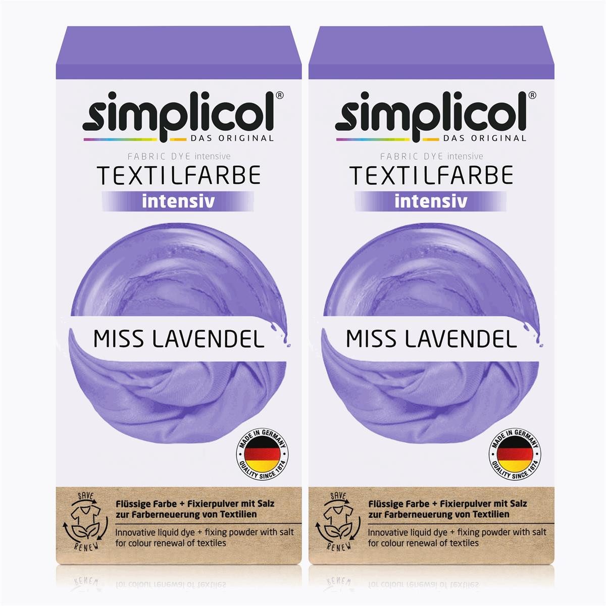 Textilfarbe Simplicol Textilfarbe intensiv Miss Lavendel Flüssigfarbe, Fixierer (2