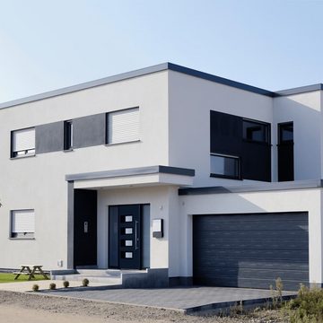 vidaXL Haustür Haustür Anthrazit 100x200 cm Aluminium und PVC Haus Eingangstür Glas-E