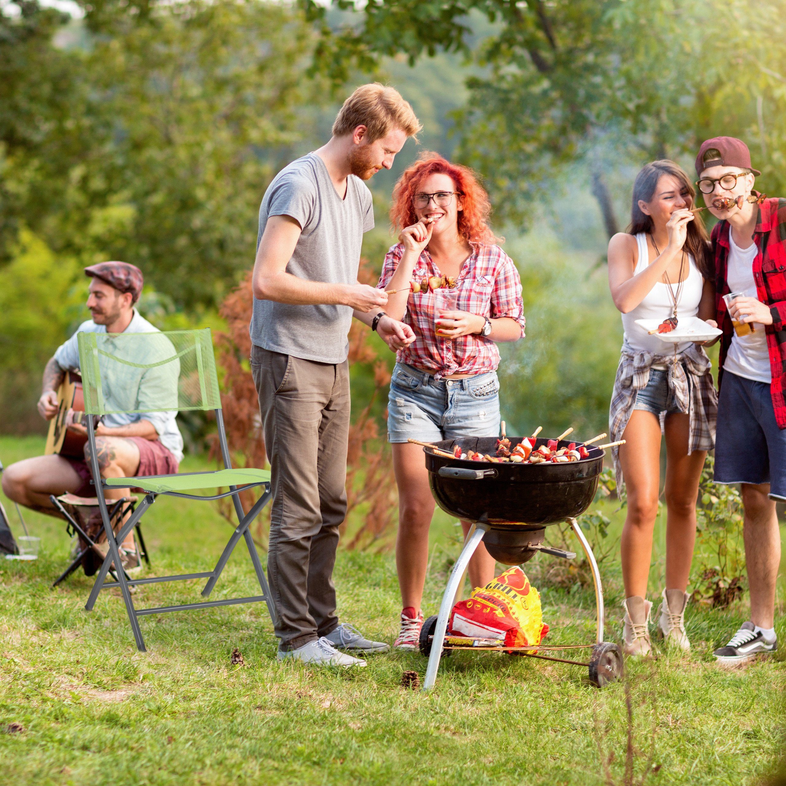 grün Set Klappbarer 2er relaxdays Gartenstuhl Klappstuhl