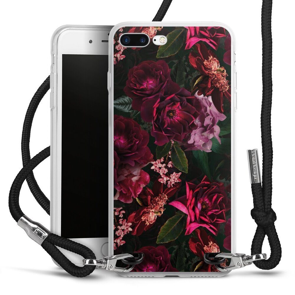 DeinDesign Handyhülle Rose Blumen Blüte Dark Red and Pink Flowers, Apple iPhone 8 Plus Handykette Hülle mit Band Case zum Umhängen