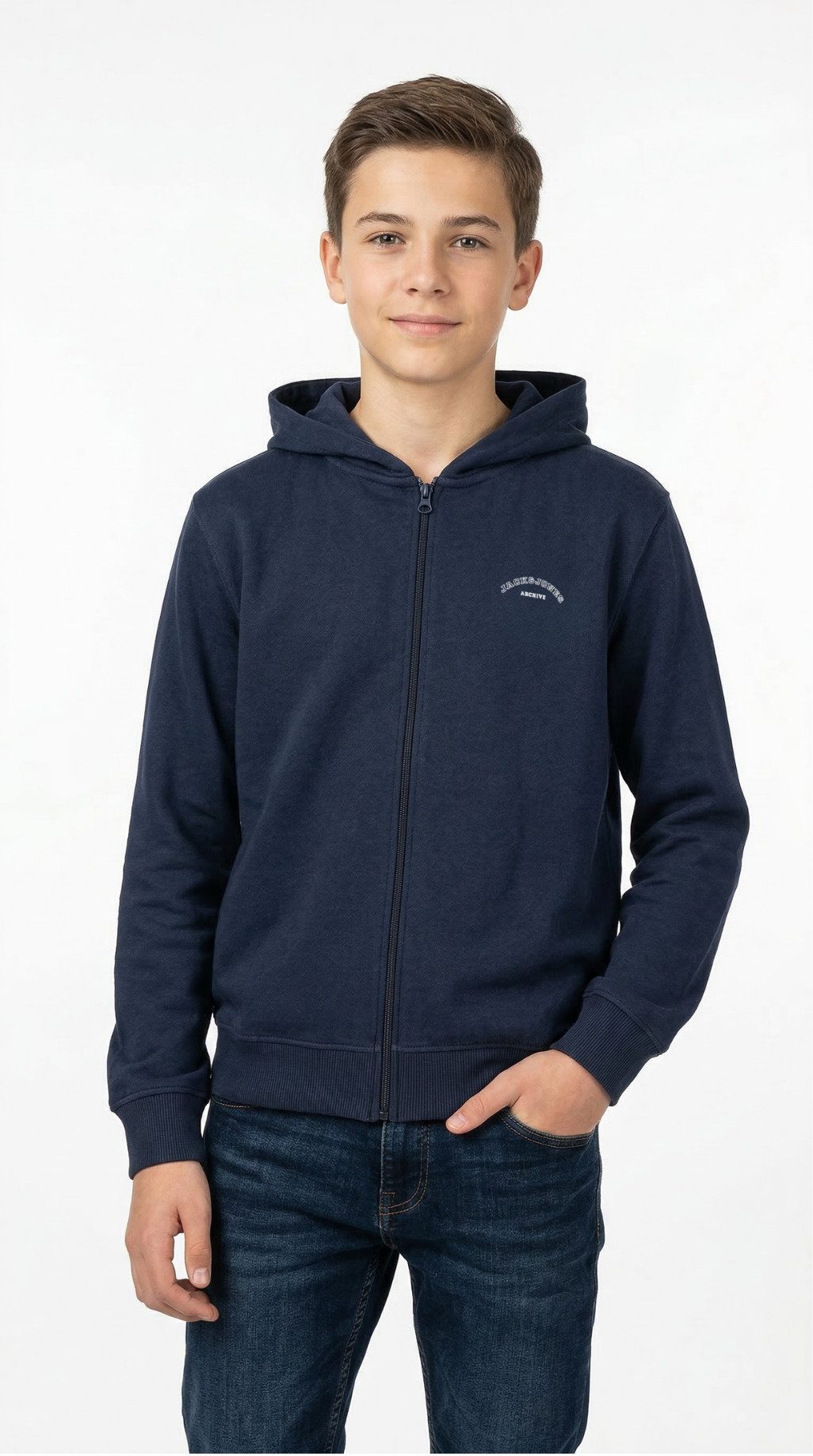 Jack & Jones Junior Kapuzensweatjacke JJCOLLEGE LOGO SWEAT ZIP HOOD JNR mit Logoprint
