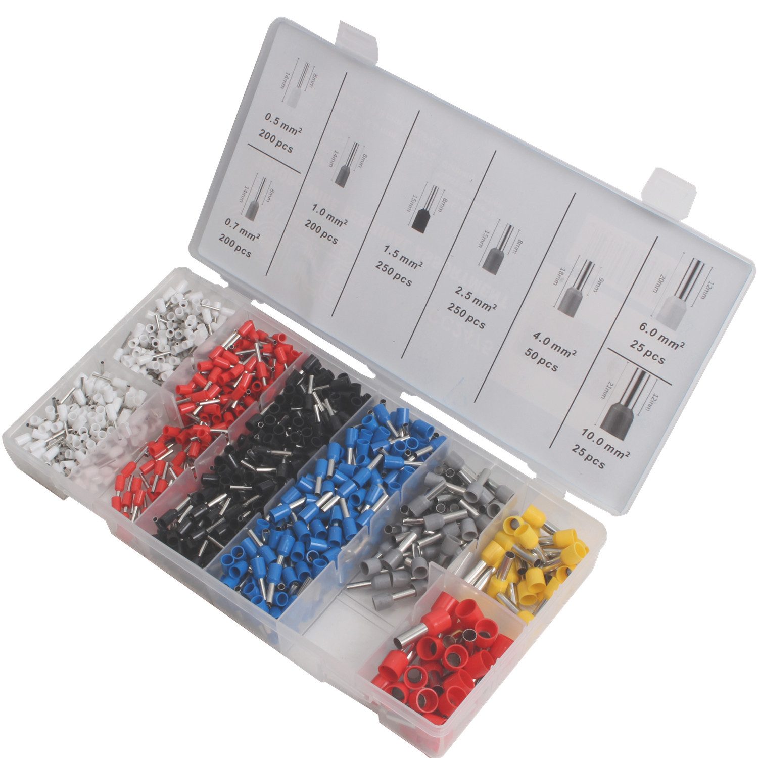 CCLIFE Aderendhülsen 1200 tlg Aderendhülsen Set Isolierte Sortiment Kabelendhülsen, 1200-tlg.
