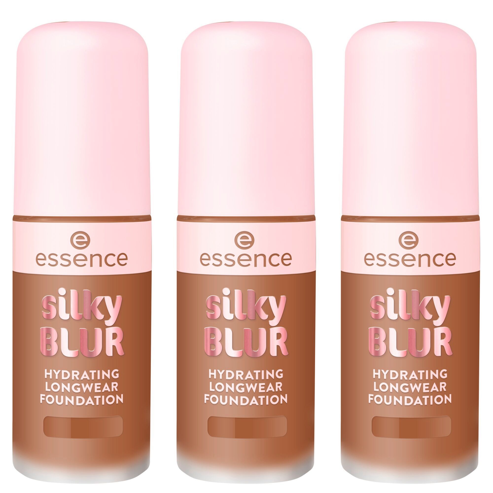 Essence Foundation SILKY BLUR HYDRATING LONGWEAR FOUNDATION, 3-tlg.