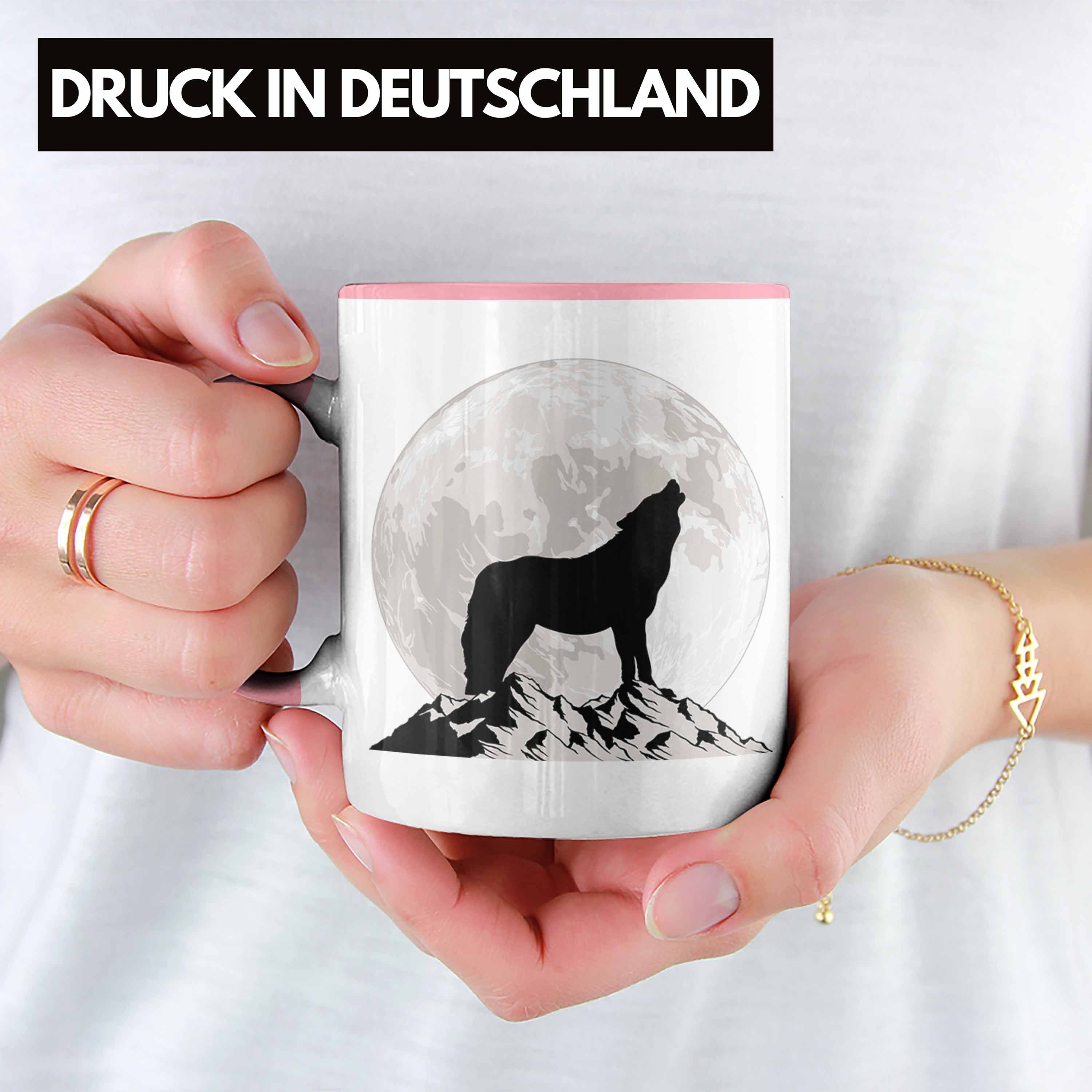 Im Rosa Geschenk Trendation Grafik Mondlicht Tasse Wolf Geschenkidee Wolf Tasse